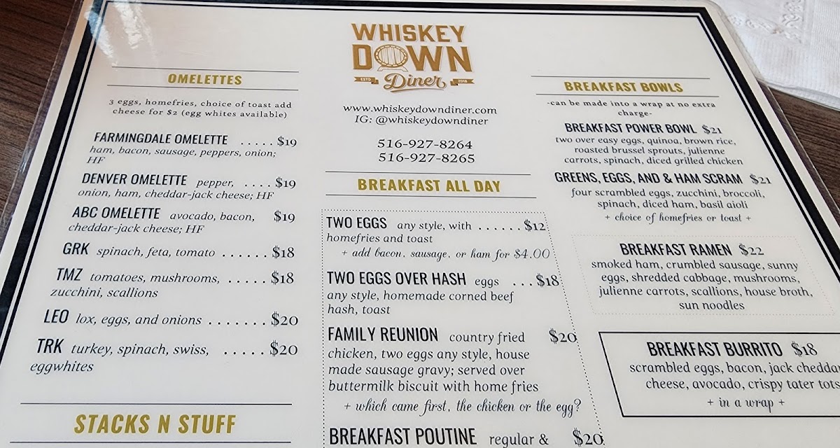 Whiskey Down Diner Menu - Image 1